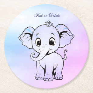 Cute Elephant Paper Coaster