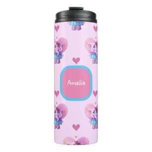 Cute Elephant Pattern (with Your Name) Thermal Tumbler