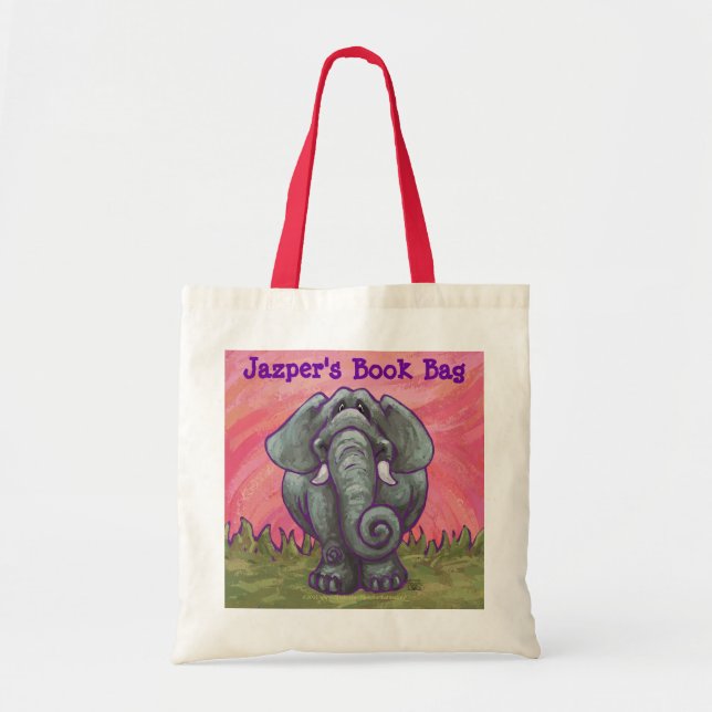 Cute Elephant Personalised Book Bag (Front)