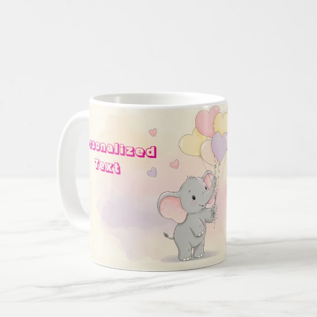 Cute Elephant Personalised Gift for Mum Coffee Mug (Front Left)