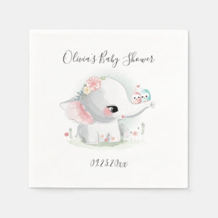 Cute Elephant Personalized Baby Shower Napkin