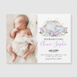 Cute Elephant Photo Birth Announcement Cards
