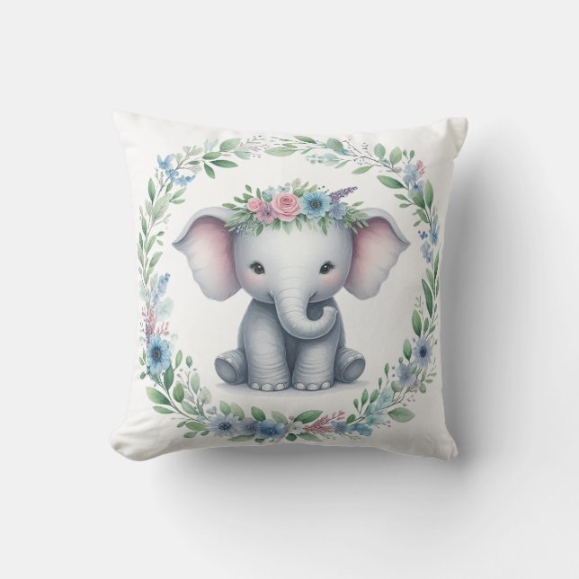 Cute Elephant Pillow in Blue (Front)