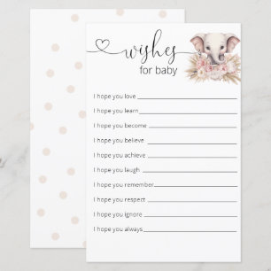 Cute Elephant Pink Boho Girl Wishes For Baby 