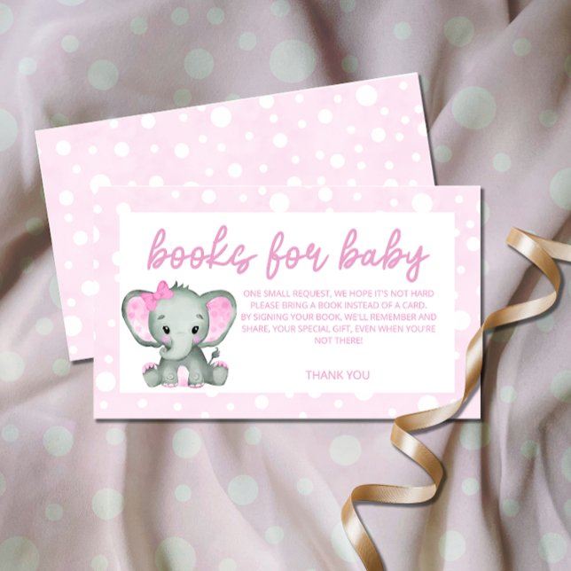 Cute Elephant pink books for baby ticket  Enclosure Card (Creator Uploaded)