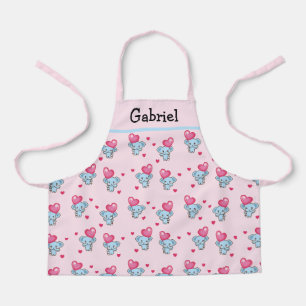 Cute elephant pink pattern apron