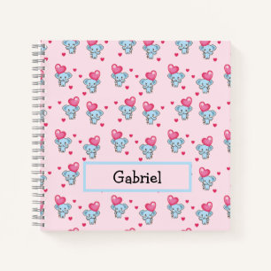 Cute elephant pink pattern notebook