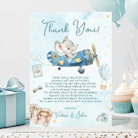 Cute Elephant Plane Adventure Baby Shower Birthday