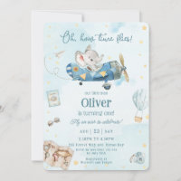 Cute Elephant Plane Adventure Time Flies Birthday