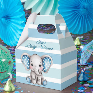 Cute Elephant Polka Dots Boy Baby Shower Favour Box