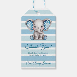 Cute Elephant Polka Dots Boy Baby Shower Thank You Gift Tags
