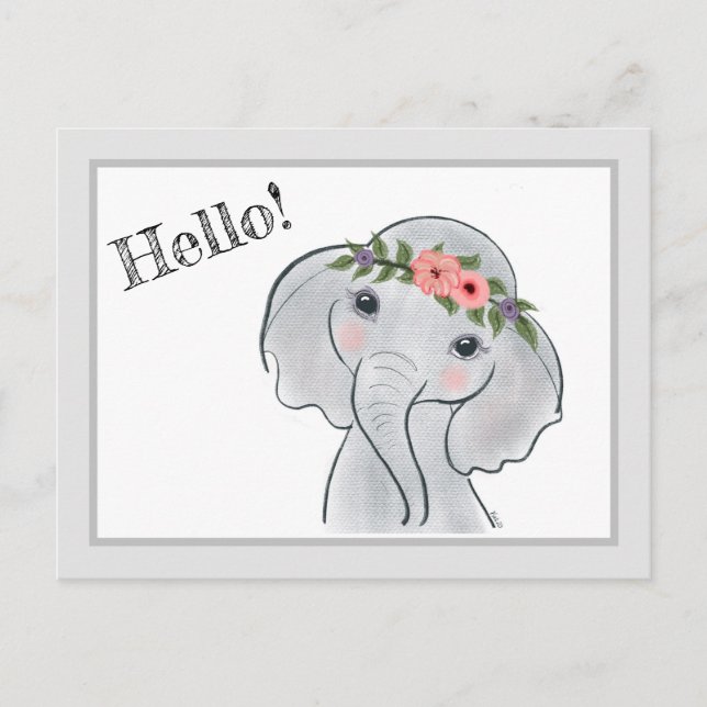 Cute Elephant Postcard (Front)