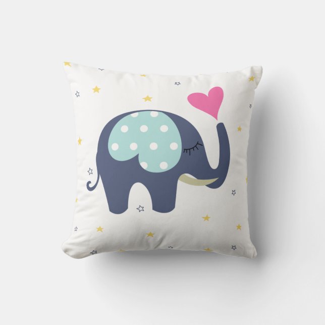 Cute elephant printed throw pillow (Front)