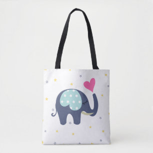 Cute elephant printed Tote bag