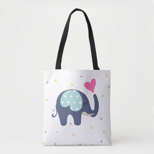 Cute elephant printed Tote bag (Front)
