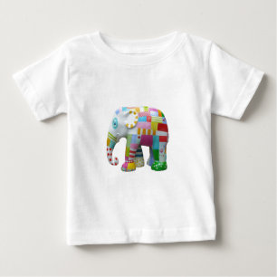 Cute elephant retro patchwork whimsical baby T-Shirt