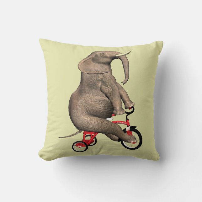Cute Elephant Riding A Tricycle Cushion (Front)