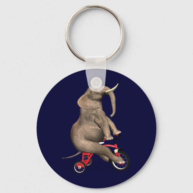 Cute Elephant Riding A Tricycle Key Ring (Front)