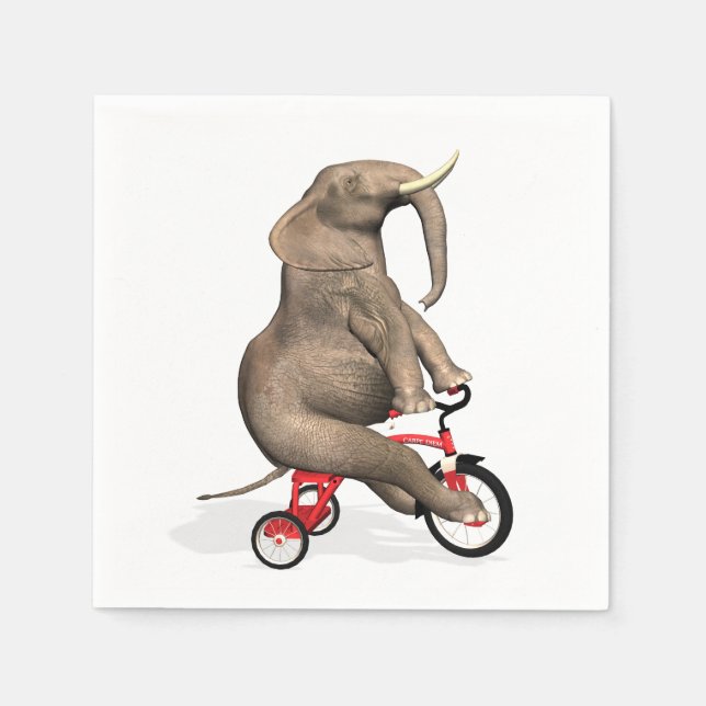 Cute Elephant Riding A Tricycle Napkin (Front)