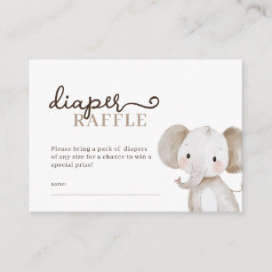 Cute Elephant Safari Diaper Raffle Baby Shower Enclosure Card