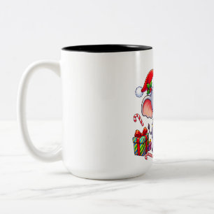 Cute Elephant Santa Ornament Two-Tone Coffee Mug