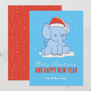 Cute Elephant Santa Winter Holiday Merry Christmas
