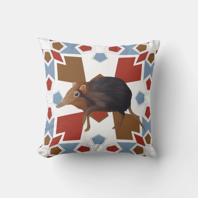 Cute Elephant Shrew Fun Colourful Pattern Cushion (Front)