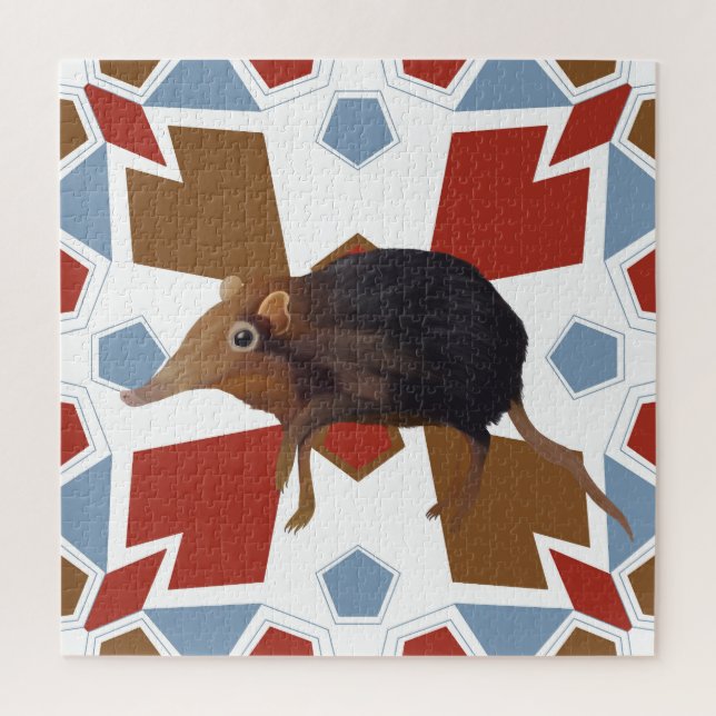Cute Elephant Shrew Fun Colourful Pattern Jigsaw Puzzle (Vertical)