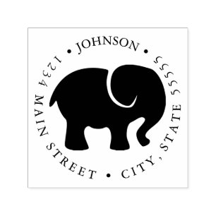 Cute Elephant Silhouette Return Label Self-inking Stamp