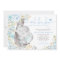 Cute Elephant Soft Blue Floral Boy Baby Shower