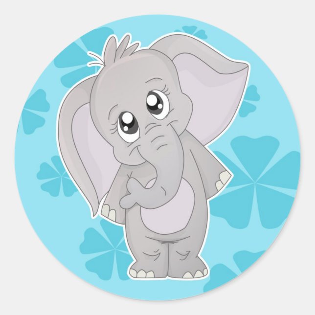 Cute Elephant Sticker- Large Classic Round Sticker (Front)