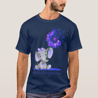 Cute Elephant Sunflower Huntingtons Disease Awaren T-Shirt