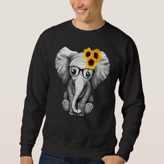 Cute Elephant Sunflower Sweatshirt (Front)
