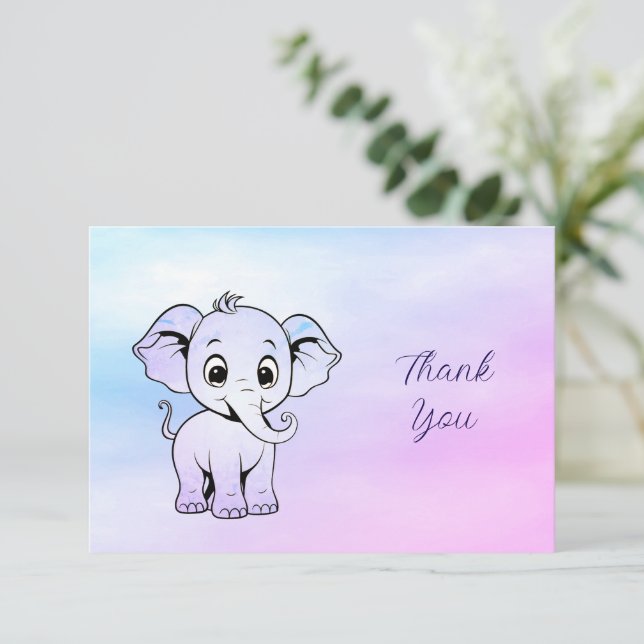 Cute Elephant Thank You Card (Standing Front)