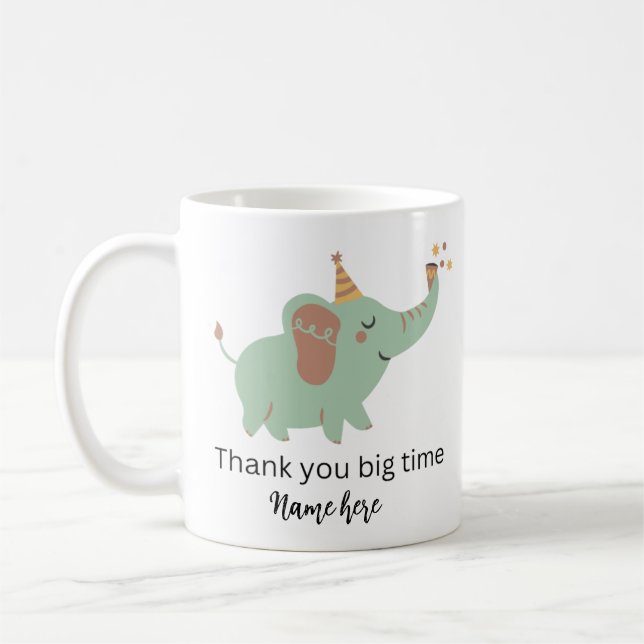 Cute Elephant Thank you Card, Baby Shower Thanks   Coffee Mug (Left)