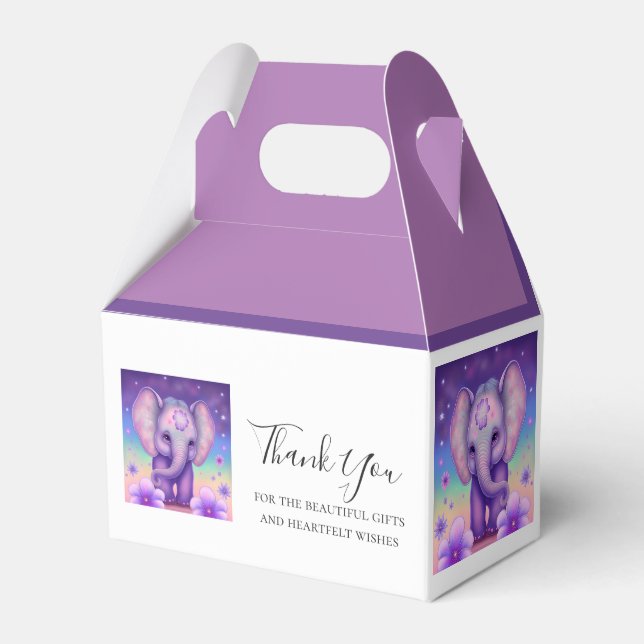 Cute Elephant  thank you  Favour Box (Front Side)
