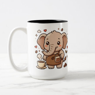Cute Elephant Two-Tone Coffee Mug