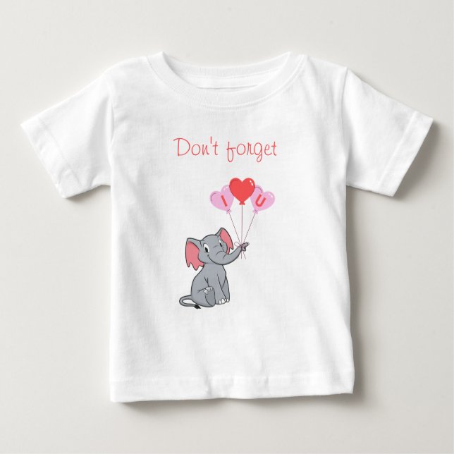 Cute elephant valentine's day   baby T-Shirt (Front)
