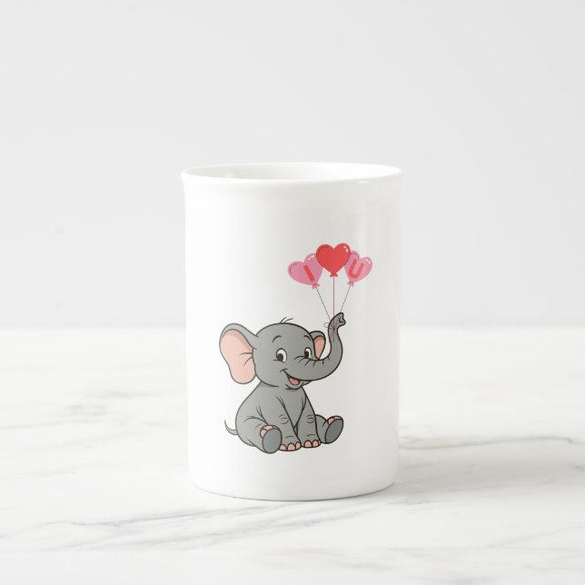Cute elephant valentine's day   bone china mug (Front)