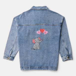 Cute elephant valentine's day  denim jacket