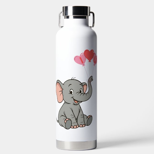 Cute elephant valentine's day   water bottle (Front)