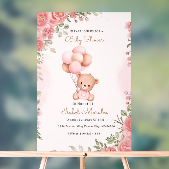 Cute Elephant Watercolor Baby Girl Shower Acrylic Sign (Neutral)