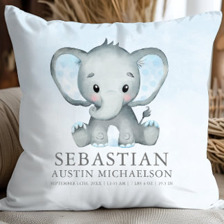 Cute Elephant Watercolor Boy Baby Cushion