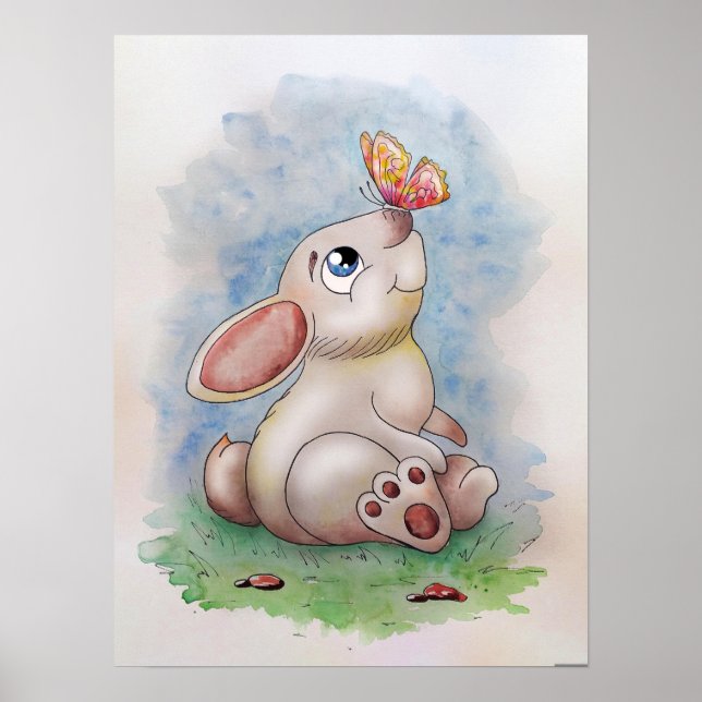 CUTE ELEPHANT WATERCOLOR PRINT FOR BABY NURSERY (Front)