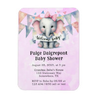 Cute Elephant Welcome Baby Shower Invite