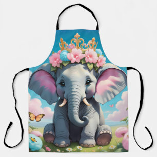 Cute Elephant with a flower crown Apron