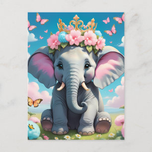 Cute Elephant with a flower crown Postcard