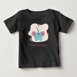 Cute Elephant With Always Looking Up Text  Baby T-Shirt