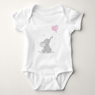 Cute Elephant with Balloon Baby Bodysuit