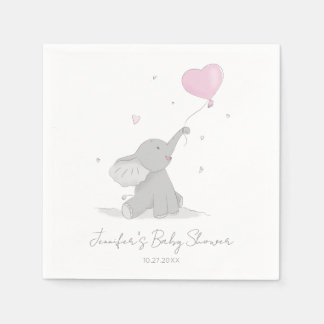 Cute Elephant with Balloon Baby Shower Napkin